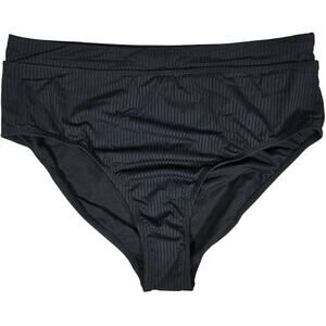 Salt & Cove Plus Size Ribbed High Waist Bikini Bottom in Black 1‎ NWT
